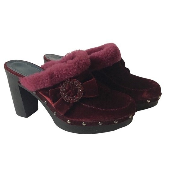 Via Spiga Ruby Velvet Mules Clogs 4" Size 7.5M New - Picture 2 of 7